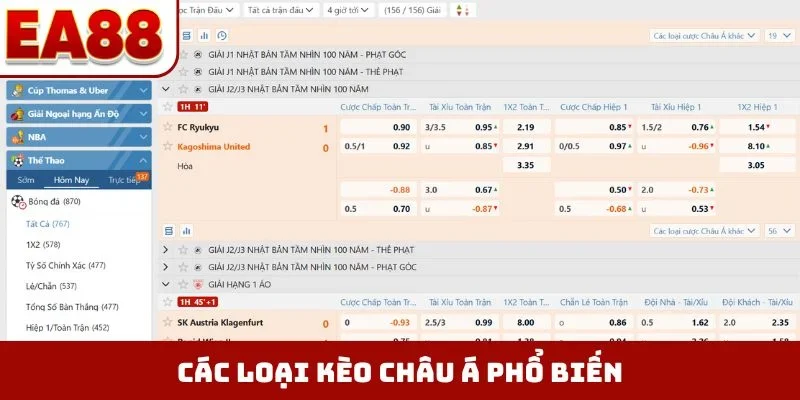 Các loại kèo châu Á phổ biến