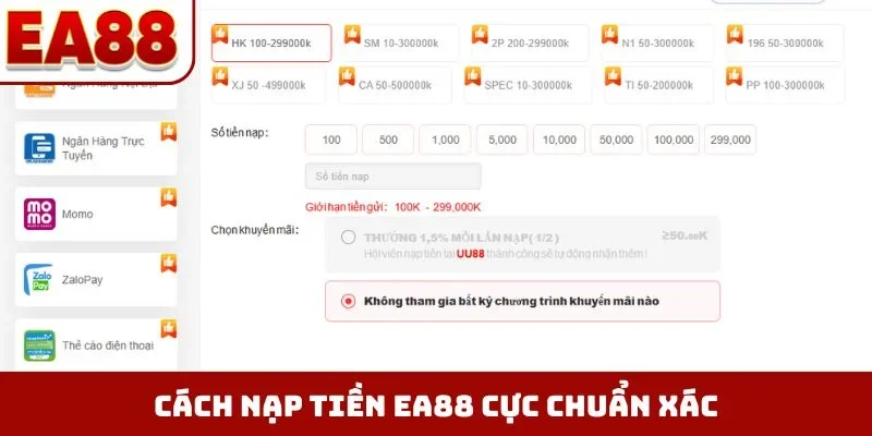 Cách nạp tiền EA88 cực chuẩn xác
